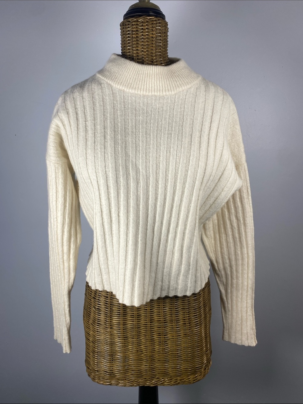 Madewell Cream Ribbed Cowl-Neck Sweater